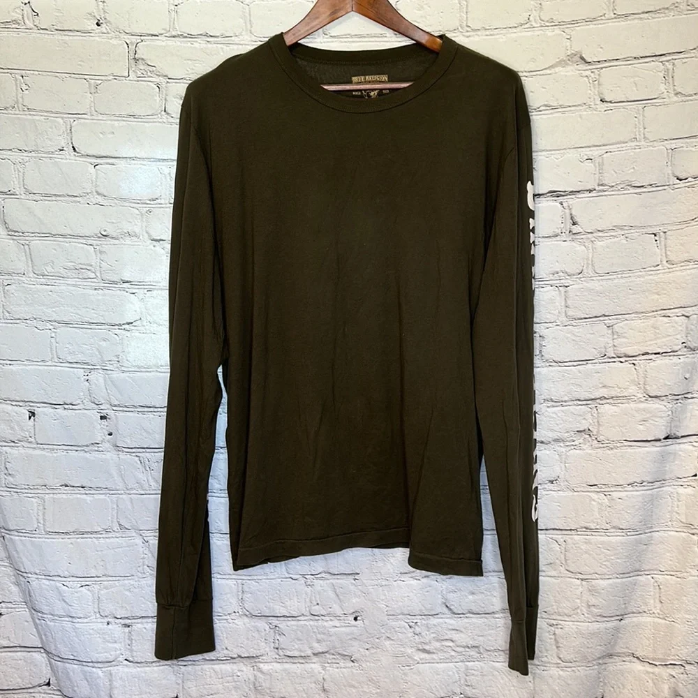 True Religion Hunter Green Long Sleeve T-Shirt Size XXL Excellent Condition